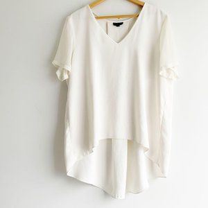 Top Shop Cream V-neck Hi-Lo Blouse